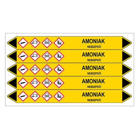 Značení potrubí, amoniak,5 ks, 150 × 12 mm